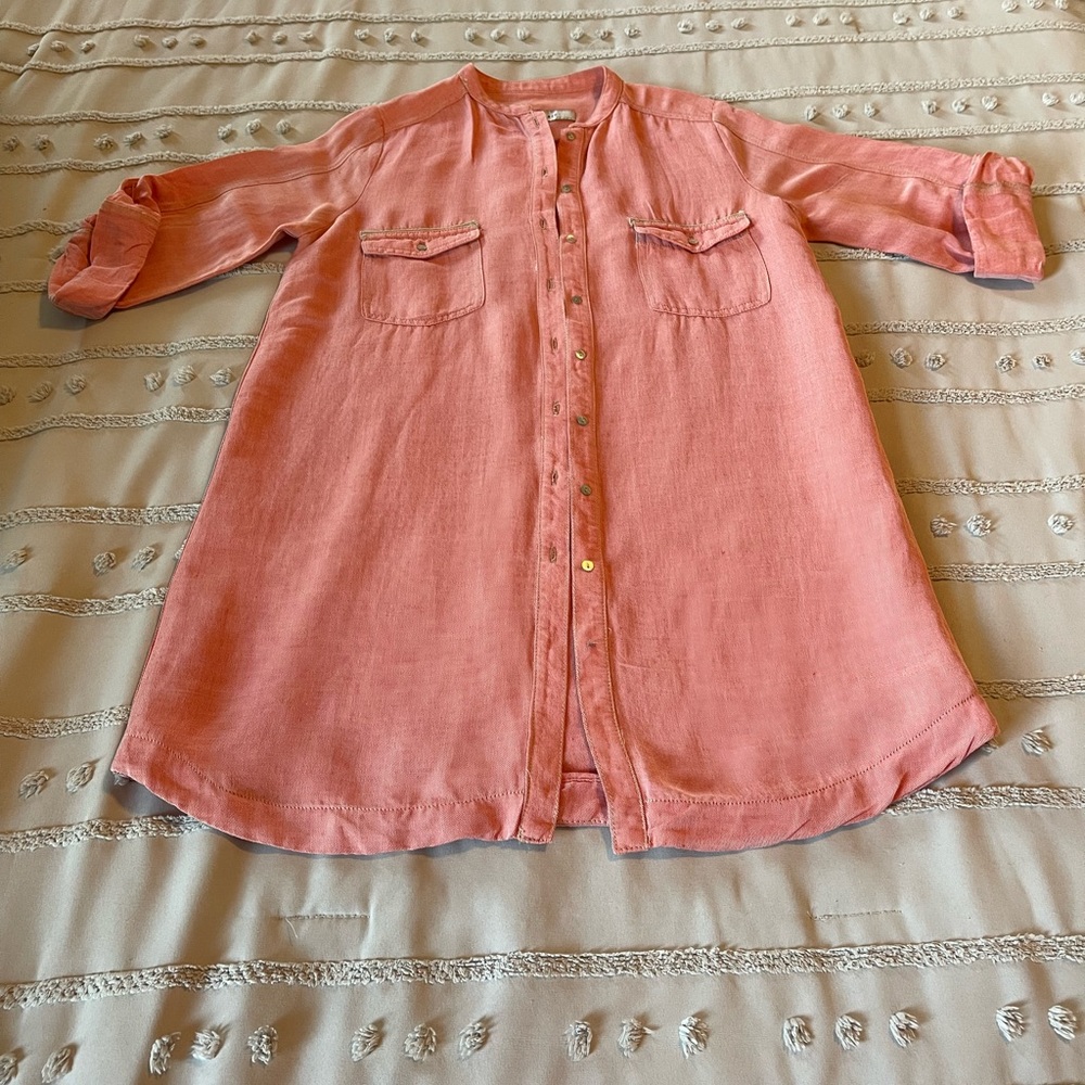 Zara Basic Linen/Flax Shirt/ Bathing Suit Cover U… - image 3